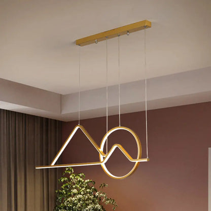 DecorBites™ Contemporary Black/Gold LED Pendant Chandelier for Dining Room: Sunset Metallic Island Hanging Lighting