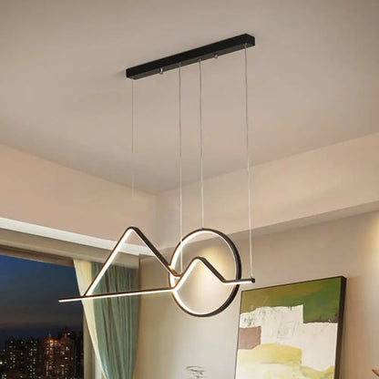 DecorBites™ Contemporary Black/Gold LED Pendant Chandelier for Dining Room: Sunset Metallic Island Hanging Lighting