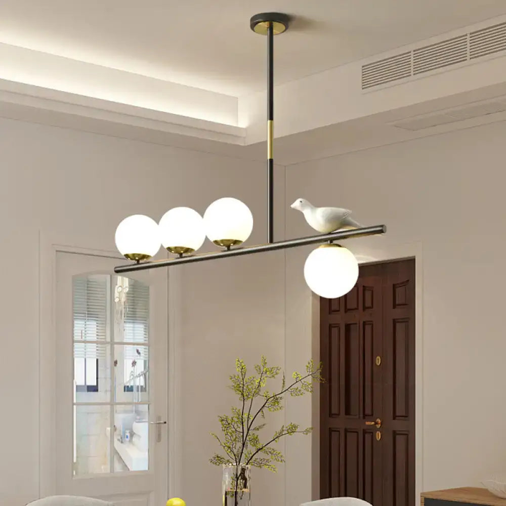 Contemporary black & gold linear branch dining room island lamp