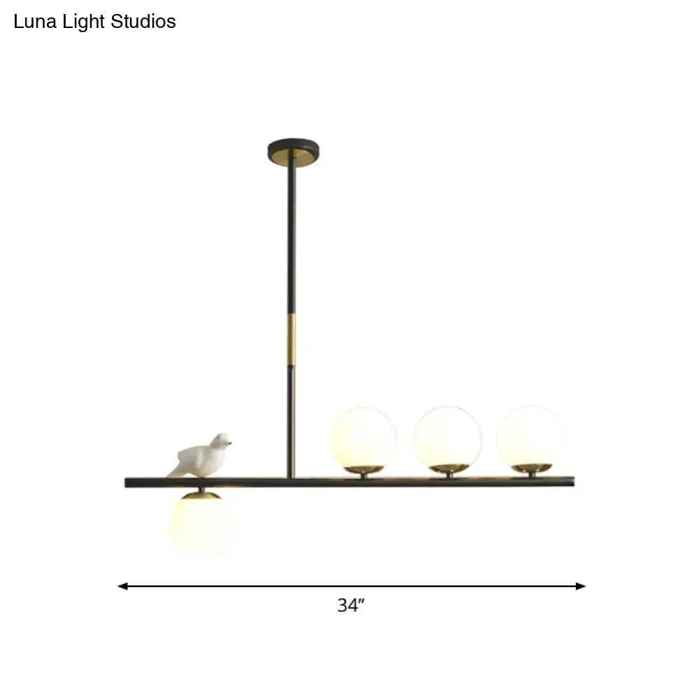 Contemporary black & gold linear branch dining room island lamp