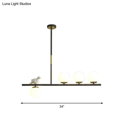 Contemporary black & gold linear branch dining room island lamp