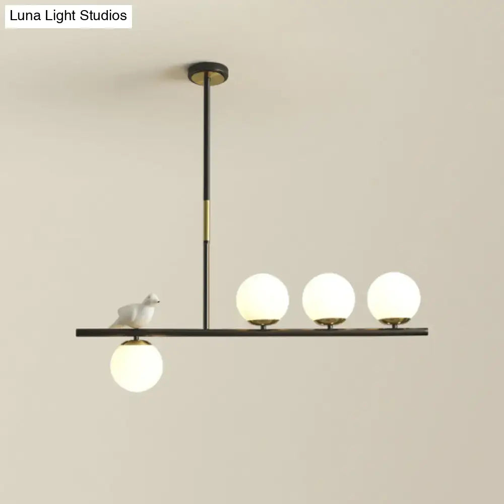 Contemporary black & gold linear branch dining room island lamp