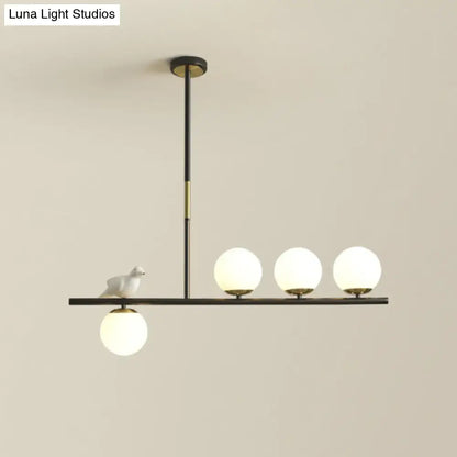 Contemporary black & gold linear branch dining room island lamp