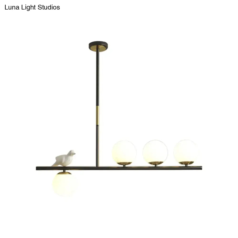 Contemporary black & gold linear branch dining room island lamp