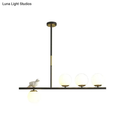 Contemporary black & gold linear branch dining room island lamp