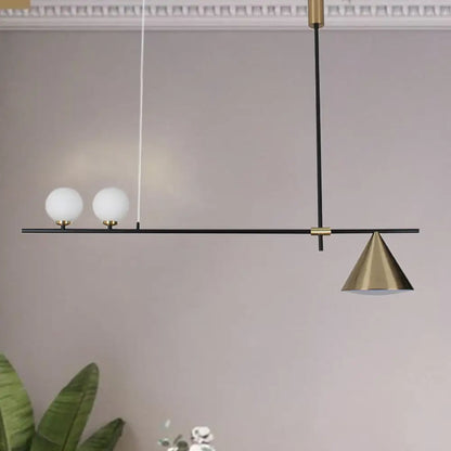 DecorBites™ Contemporary Black/Gold Metal Linear Chandelier - Triple Light, Ideal for Islands