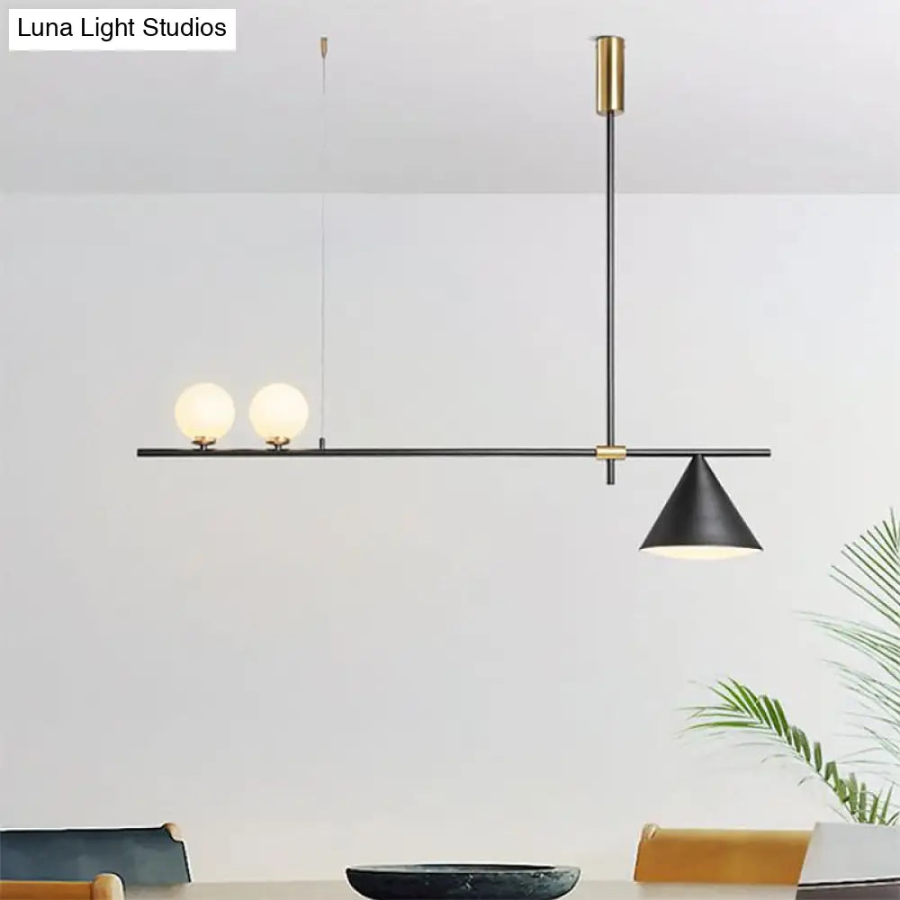 DecorBites™ Contemporary Black/Gold Metal Linear Chandelier - Triple Light, Ideal for Islands