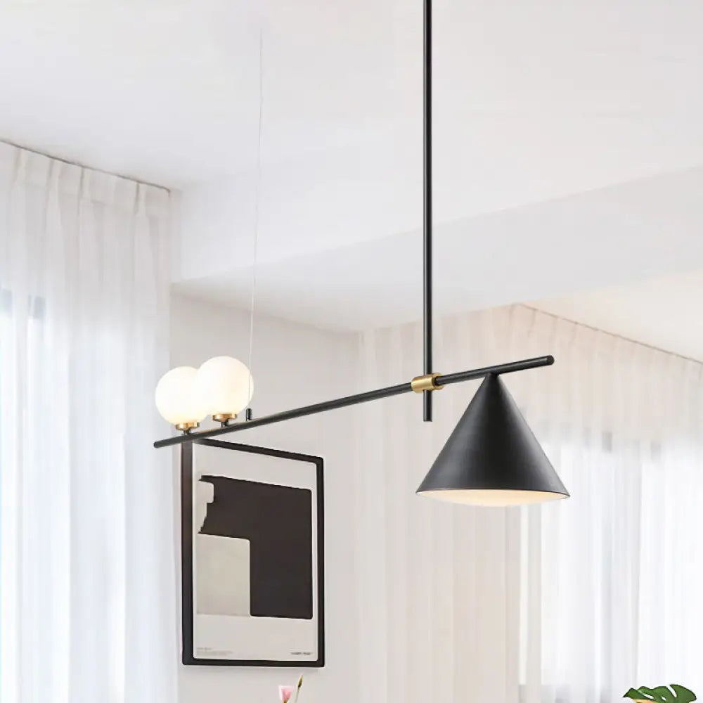 DecorBites™ Contemporary Black/Gold Metal Linear Chandelier - Triple Light, Ideal for Islands
