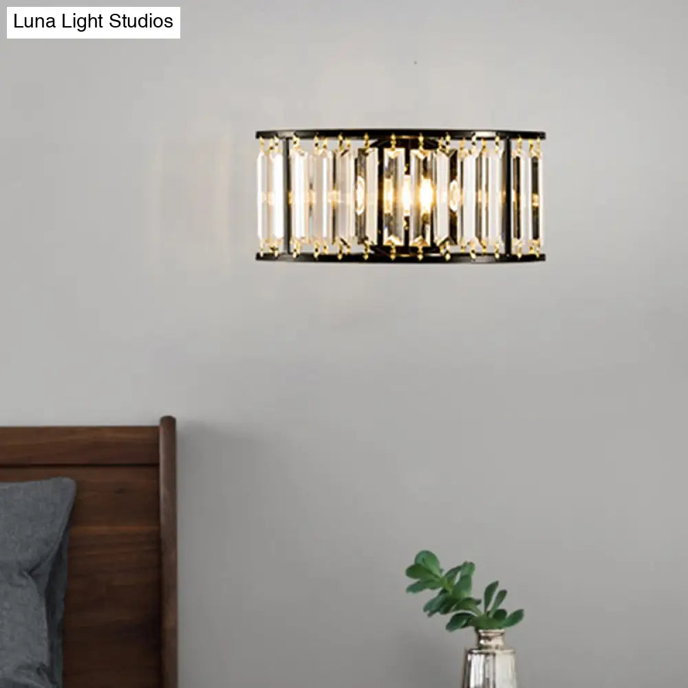 DecorBites™ Contemporary Black/Gold Wall Lighting: Clear Crystal Half Cylinder Wall Lamp with 1 Light