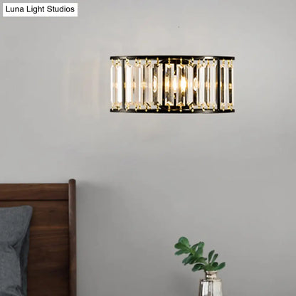 DecorBites™ Contemporary Black/Gold Wall Lighting: Clear Crystal Half Cylinder Wall Lamp with 1 Light