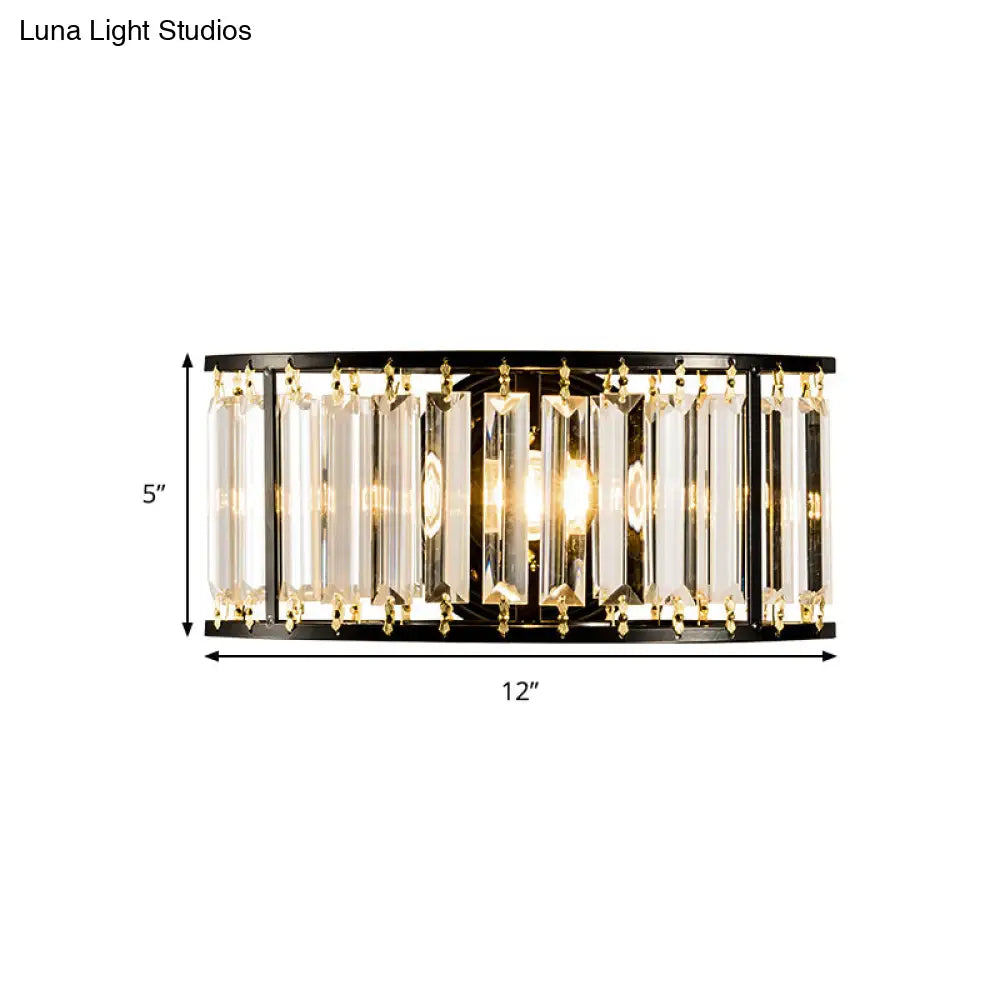 DecorBites™ Contemporary Black/Gold Wall Lighting: Clear Crystal Half Cylinder Wall Lamp with 1 Light