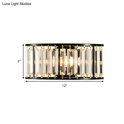 DecorBites™ Contemporary Black/Gold Wall Lighting: Clear Crystal Half Cylinder Wall Lamp with 1 Light
