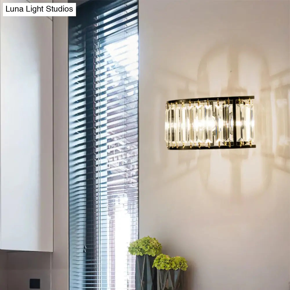DecorBites™ Contemporary Black/Gold Wall Lighting: Clear Crystal Half Cylinder Wall Lamp with 1 Light