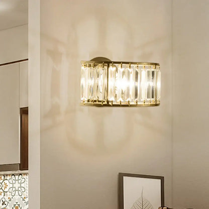 DecorBites™ Contemporary Black/Gold Wall Lighting: Clear Crystal Half Cylinder Wall Lamp with 1 Light