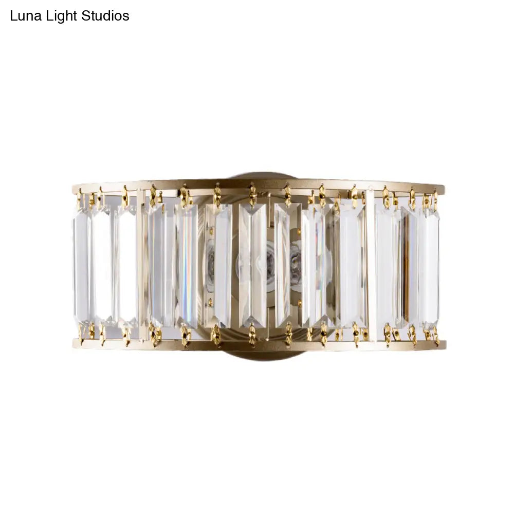DecorBites™ Contemporary Black/Gold Wall Lighting: Clear Crystal Half Cylinder Wall Lamp with 1 Light
