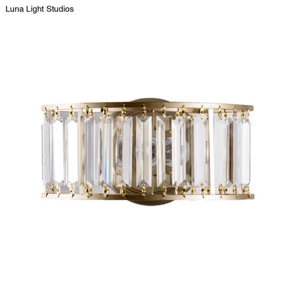 DecorBites™ Contemporary Black/Gold Wall Lighting: Clear Crystal Half Cylinder Wall Lamp with 1 Light