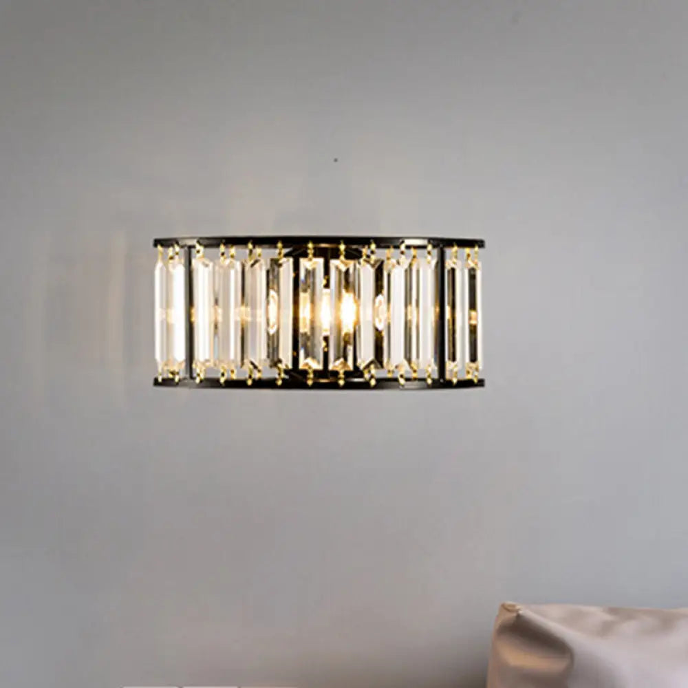 DecorBites™ Contemporary Black/Gold Wall Lighting: Clear Crystal Half Cylinder Wall Lamp with 1 Light