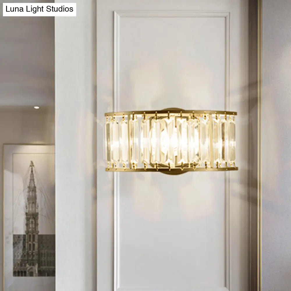 DecorBites™ Contemporary Black/Gold Wall Lighting: Clear Crystal Half Cylinder Wall Lamp with 1 Light