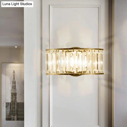 DecorBites™ Contemporary Black/Gold Wall Lighting: Clear Crystal Half Cylinder Wall Lamp with 1 Light