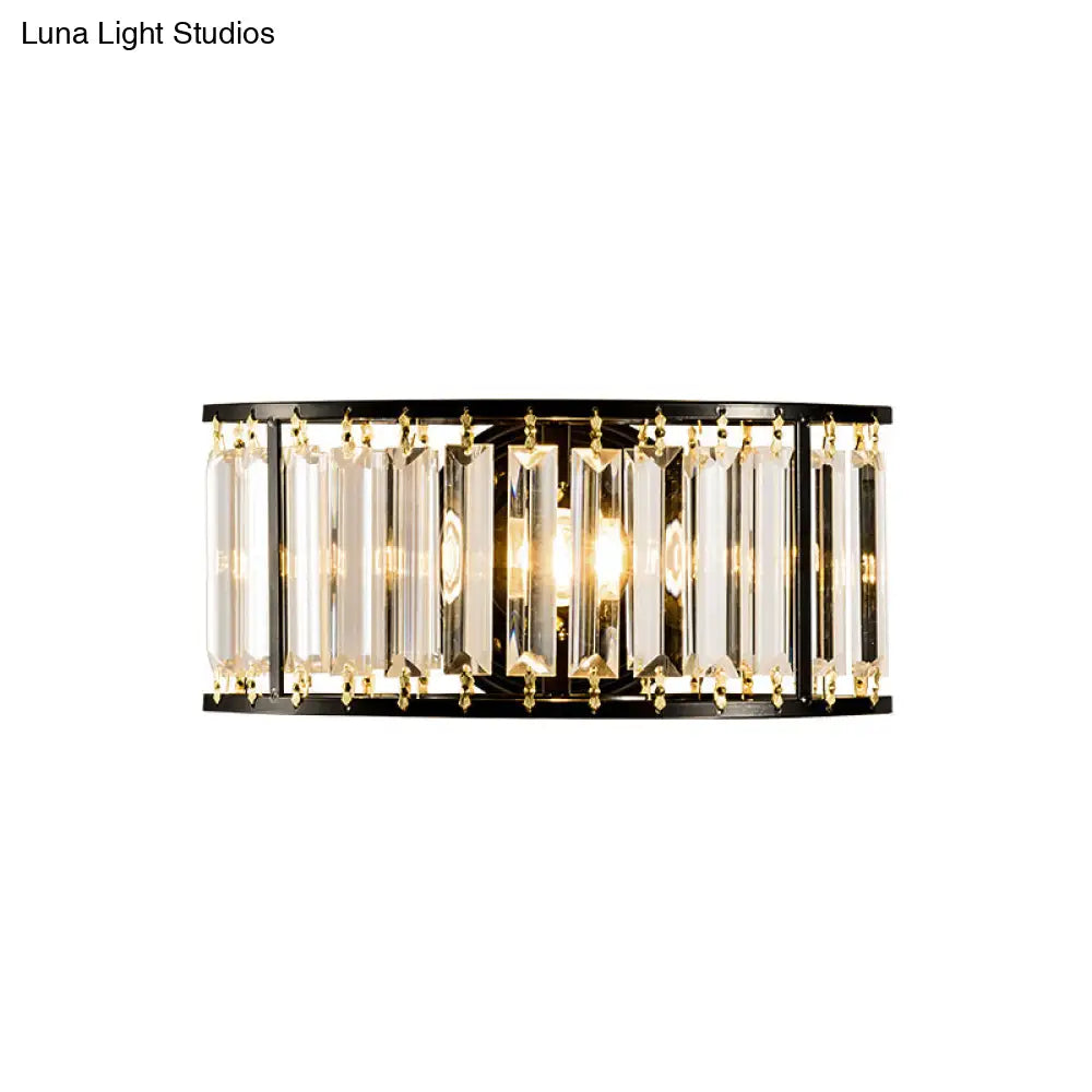 DecorBites™ Contemporary Black/Gold Wall Lighting: Clear Crystal Half Cylinder Wall Lamp with 1 Light
