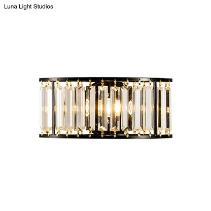 DecorBites™ Contemporary Black/Gold Wall Lighting: Clear Crystal Half Cylinder Wall Lamp with 1 Light