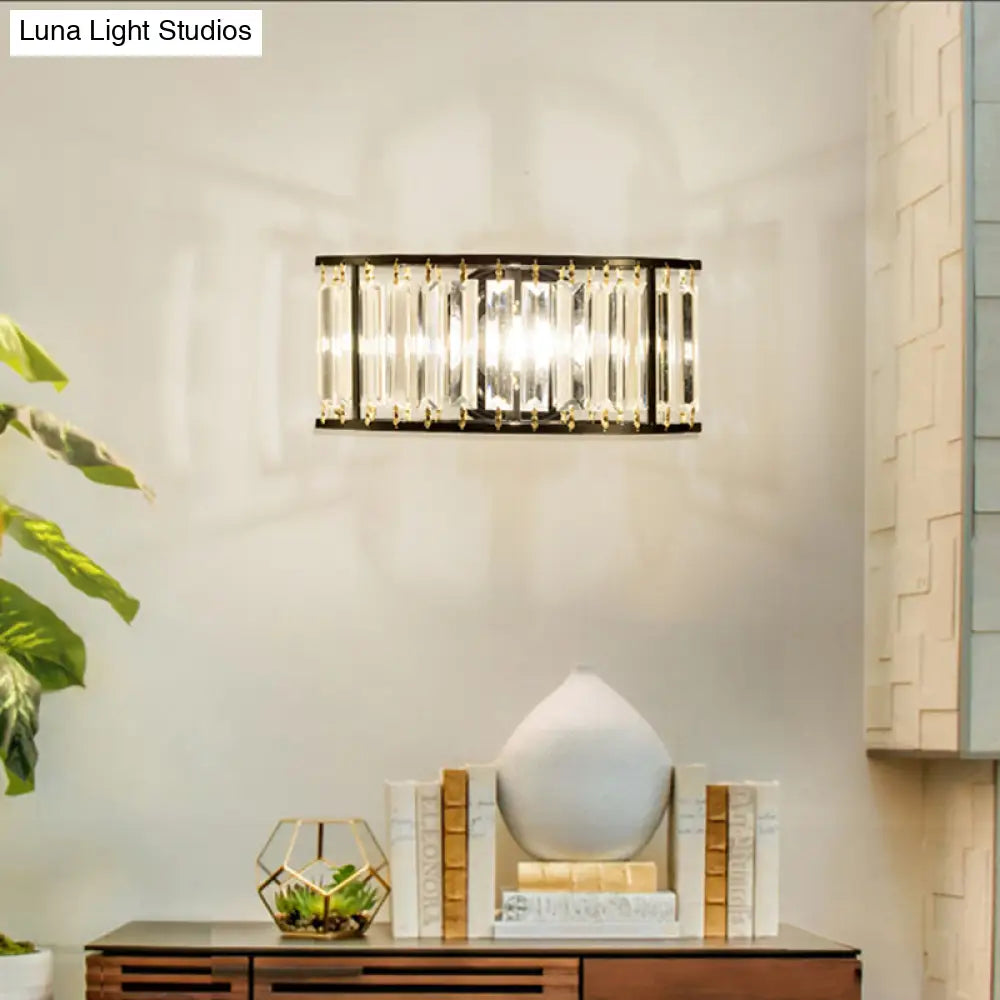 DecorBites™ Contemporary Black/Gold Wall Lighting: Clear Crystal Half Cylinder Wall Lamp with 1 Light