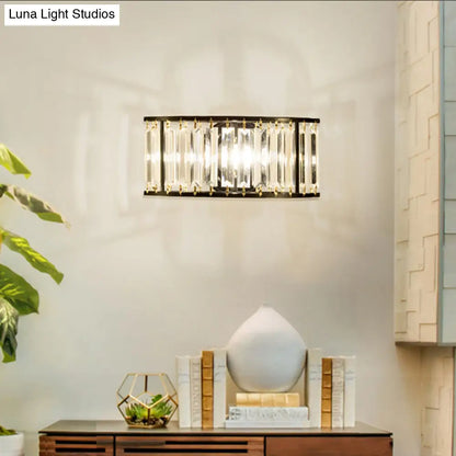 DecorBites™ Contemporary Black/Gold Wall Lighting: Clear Crystal Half Cylinder Wall Lamp with 1 Light