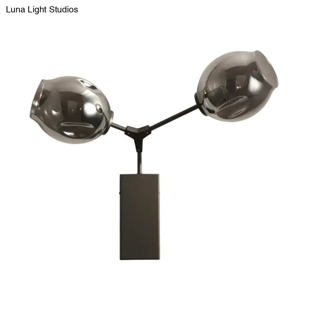 Contemporary black & gold wall sconce bedroom clear glass shade