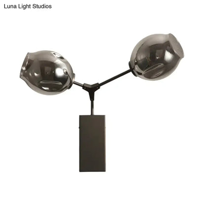 Contemporary black & gold wall sconce bedroom clear glass shade