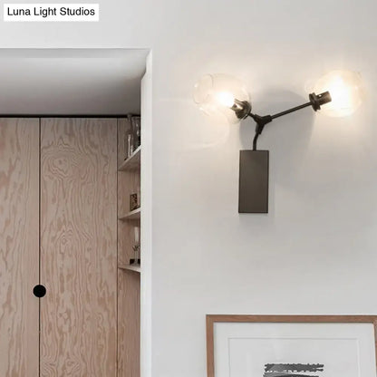 Contemporary black & gold wall sconce bedroom clear glass shade