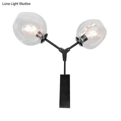 Contemporary black & gold wall sconce bedroom clear glass shade