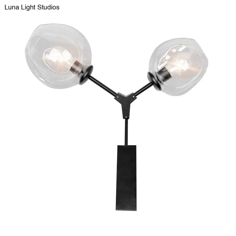 DecorBites™ Contemporary Black/Gold Wall Sconce with Oval Amber/Gold/Clear Glass Shade - Elegant Half-Light Wall Mount
