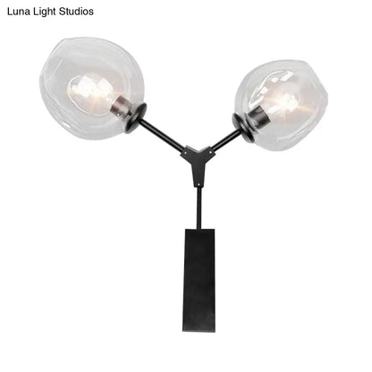 DecorBites™ Contemporary Black/Gold Wall Sconce with Oval Amber/Gold/Clear Glass Shade - Elegant Half-Light Wall Mount
