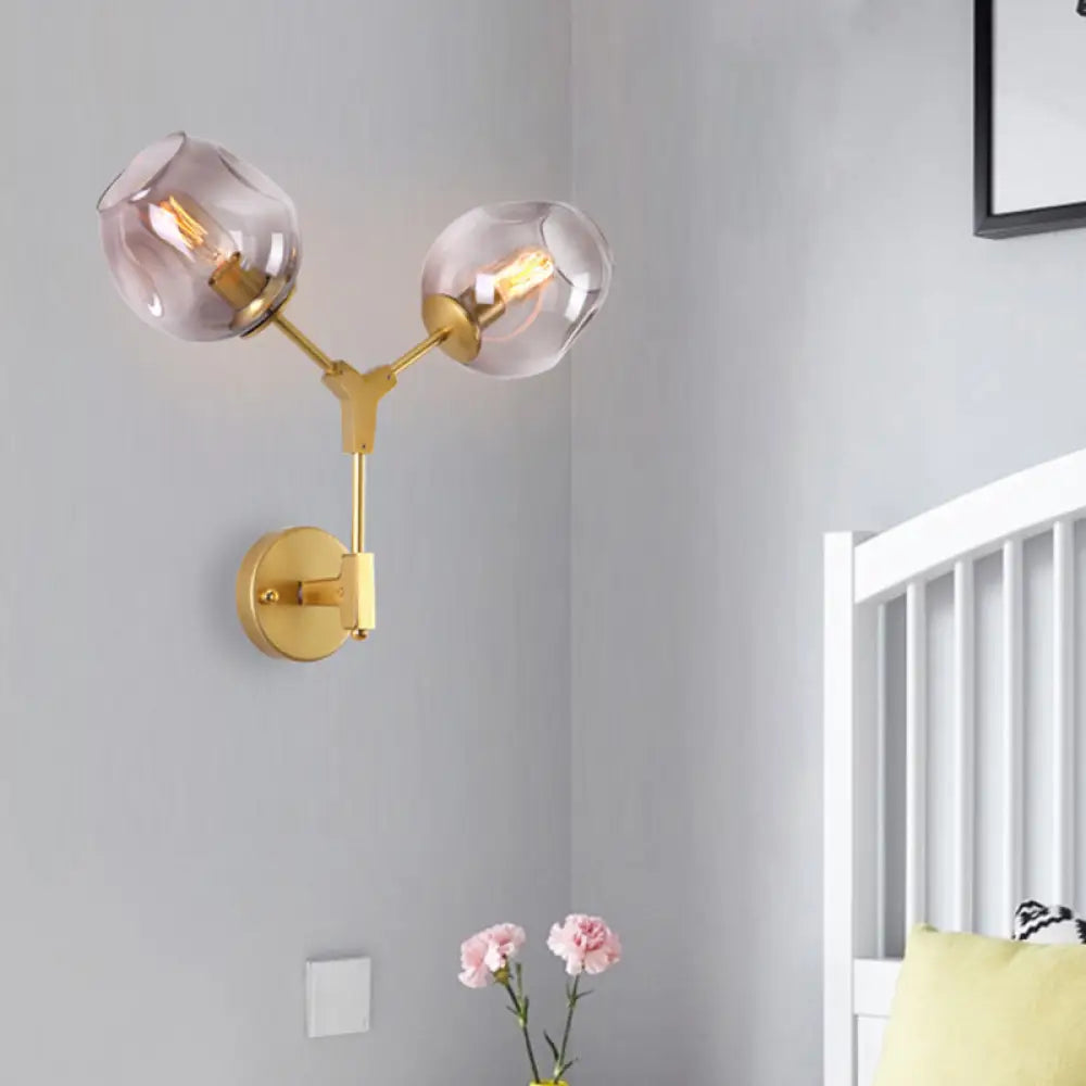 DecorBites™ Contemporary Black/Gold Wall Sconce with Oval Amber/Gold/Clear Glass Shade - Elegant Half-Light Wall Mount