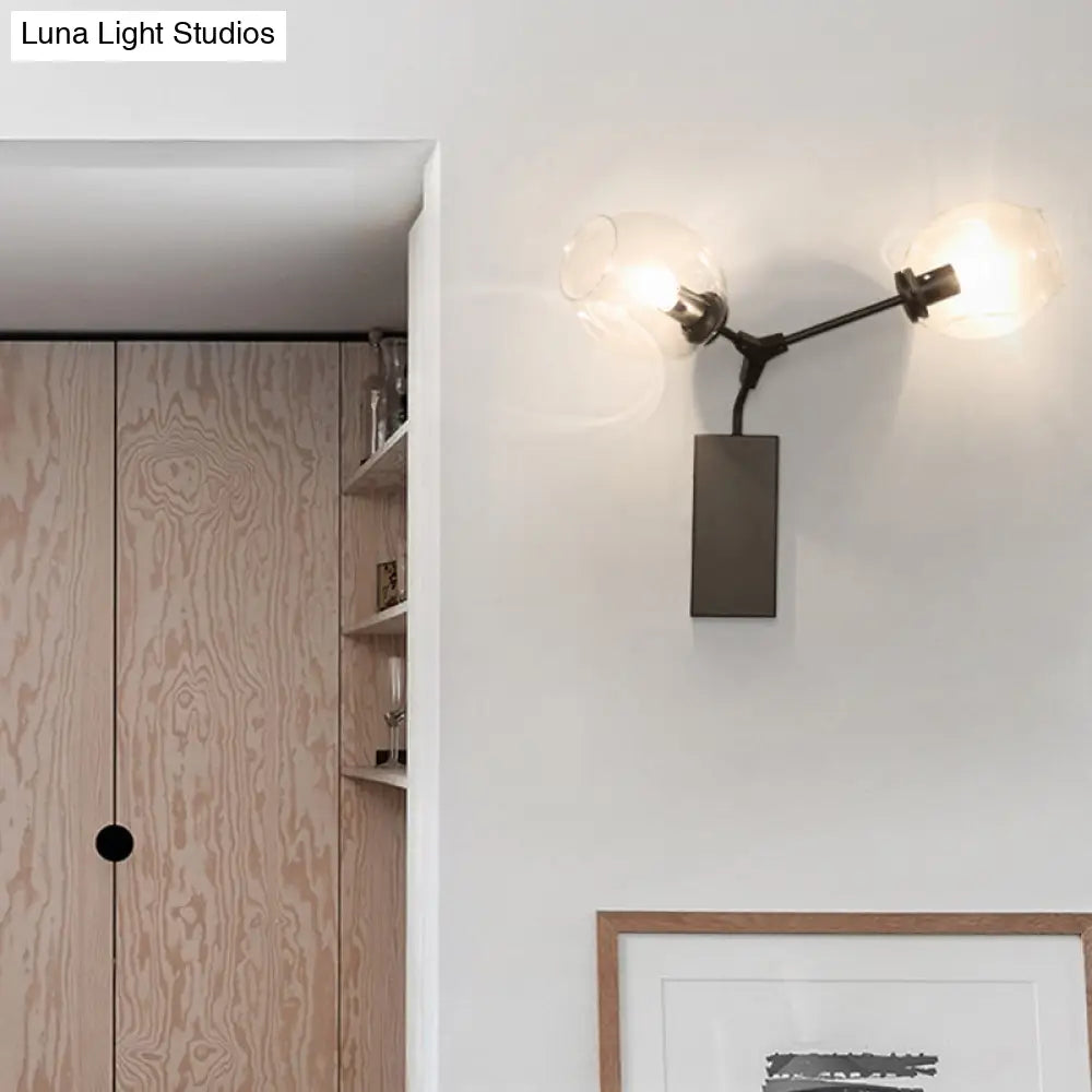 DecorBites™ Contemporary Black/Gold Wall Sconce with Oval Amber/Gold/Clear Glass Shade - Elegant Half-Light Wall Mount