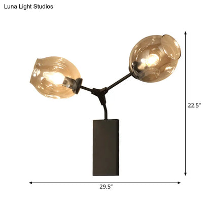DecorBites™ Contemporary Black/Gold Wall Sconce with Oval Amber/Gold/Clear Glass Shade - Elegant Half-Light Wall Mount