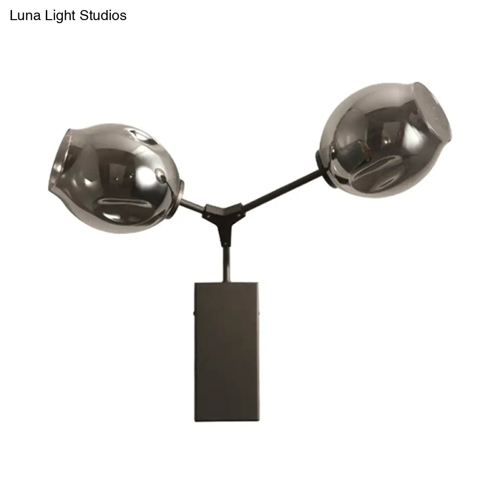 DecorBites™ Contemporary Black/Gold Wall Sconce with Oval Amber/Gold/Clear Glass Shade - Elegant Half-Light Wall Mount