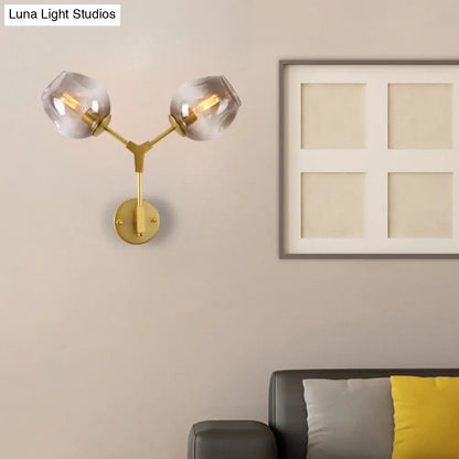 DecorBites™ Contemporary Black/Gold Wall Sconce with Oval Amber/Gold/Clear Glass Shade - Elegant Half-Light Wall Mount