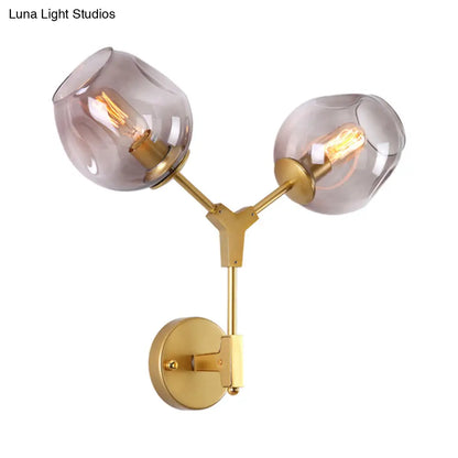 DecorBites™ Contemporary Black/Gold Wall Sconce with Oval Amber/Gold/Clear Glass Shade - Elegant Half-Light Wall Mount