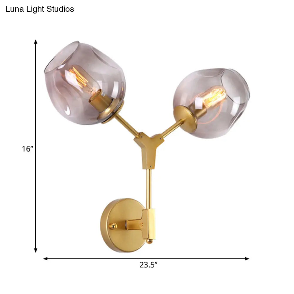 DecorBites™ Contemporary Black/Gold Wall Sconce with Oval Amber/Gold/Clear Glass Shade - Elegant Half-Light Wall Mount