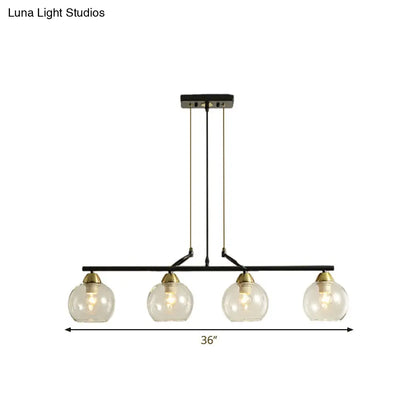 DecorBites™ Contemporary Black Hanging Chandelier with Clear/Prismatic Glass, 3/4 Bulbs - Modern Pendant Light Kit for Dining Hall