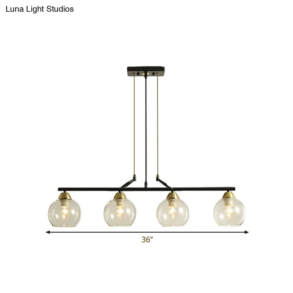 DecorBites™ Contemporary Black Hanging Chandelier with Clear/Prismatic Glass, 3/4 Bulbs - Modern Pendant Light Kit for Dining Hall