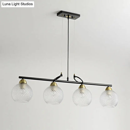 DecorBites™ Contemporary Black Hanging Chandelier with Clear/Prismatic Glass, 3/4 Bulbs - Modern Pendant Light Kit for Dining Hall