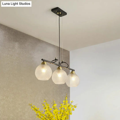 DecorBites™ Contemporary Black Hanging Chandelier with Clear/Prismatic Glass, 3/4 Bulbs - Modern Pendant Light Kit for Dining Hall