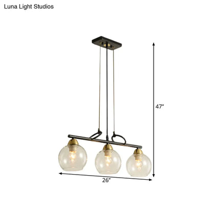 DecorBites™ Contemporary Black Hanging Chandelier with Clear/Prismatic Glass, 3/4 Bulbs - Modern Pendant Light Kit for Dining Hall