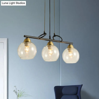 DecorBites™ Contemporary Black Hanging Chandelier with Clear/Prismatic Glass, 3/4 Bulbs - Modern Pendant Light Kit for Dining Hall