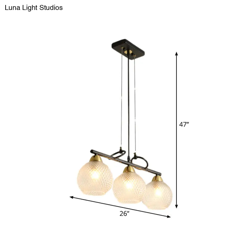 DecorBites™ Contemporary Black Hanging Chandelier with Clear/Prismatic Glass, 3/4 Bulbs - Modern Pendant Light Kit for Dining Hall