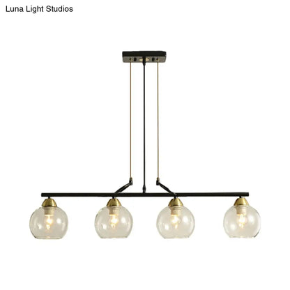 DecorBites™ Contemporary Black Hanging Chandelier with Clear/Prismatic Glass, 3/4 Bulbs - Modern Pendant Light Kit for Dining Hall