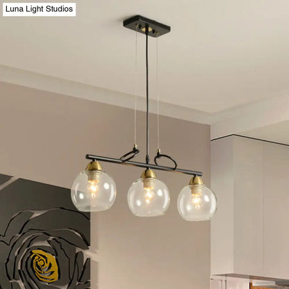 DecorBites™ Contemporary Black Hanging Chandelier with Clear/Prismatic Glass, 3/4 Bulbs - Modern Pendant Light Kit for Dining Hall