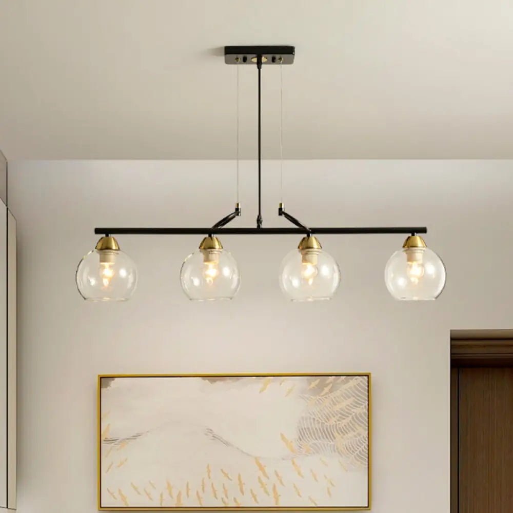 DecorBites™ Contemporary Black Hanging Chandelier with Clear/Prismatic Glass, 3/4 Bulbs - Modern Pendant Light Kit for Dining Hall